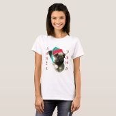 Mops (fawn) Santa Paws T-Shirt (Vorne ganz)