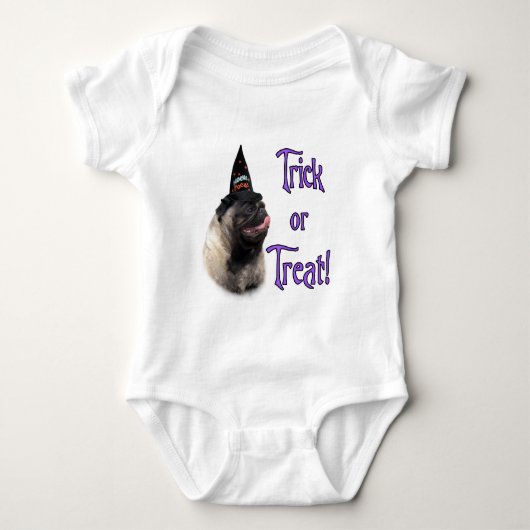 Mops (fawn) Trick Baby Strampler (Vorderseite)