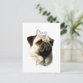 Mops (fawn) Vater 2 Postkarte (Stehend Vorderseite)