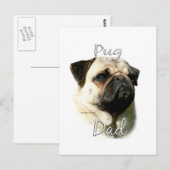 Mops (fawn) Vater 2 Postkarte (Vorne/Hinten)