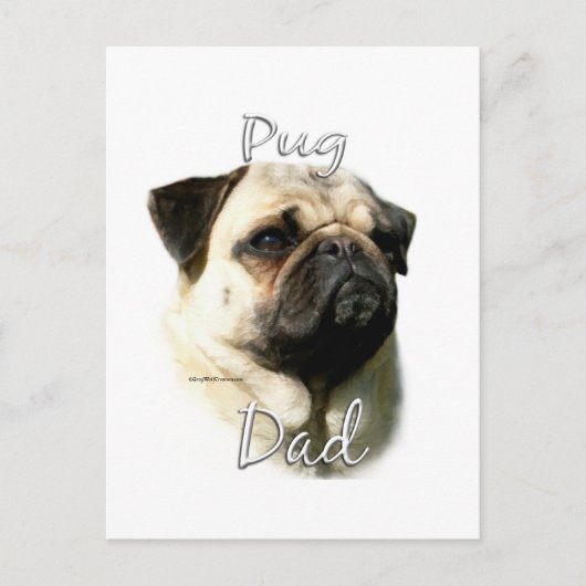 Mops (fawn) Vater 2 Postkarte (Vorderseite)