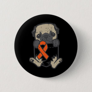 Mops Feet Orange Ribbon Pocket Leukämie Krebs im K Button