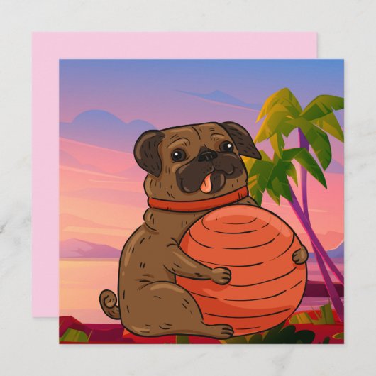 Mops Feiertagskarte (Vorne/Hinten)