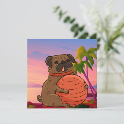 Mops Feiertagskarte (Stehend Vorderseite)