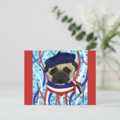 Mops Feiertagspostkarte (Stehend Vorderseite)