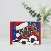 Mops Feiertagspostkarte (Stehend Vorderseite)