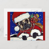 Mops Feiertagspostkarte (Vorne/Hinten)