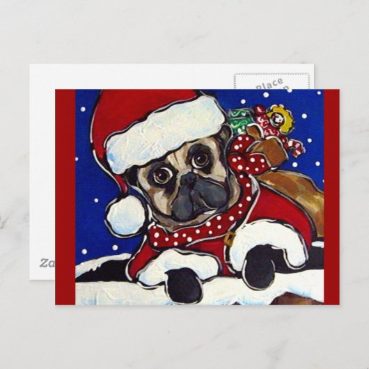 Mops Feiertagspostkarte (Vorne/Hinten)
