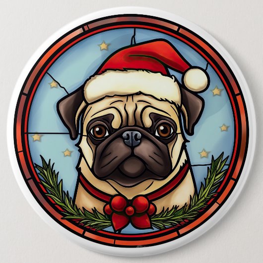 Mops Festgläser Weihnachten Button (Vorderseite)