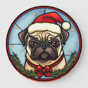 Mops Festgläser Weihnachten Große Wanduhr