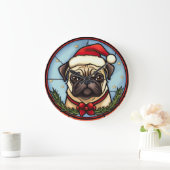 Mops Festgläser Weihnachten Große Wanduhr (Zuhause)