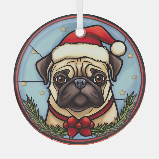 Mops Festgläser Weihnachten Ornament Aus Glas (Vorderseite)