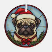 Mops Festgläser Weihnachten Ornament Aus Glas (Rückseite)