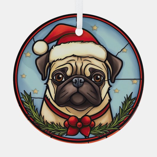 Mops Festgläser Weihnachten Ornament Aus Glas (Rückseite)