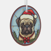 Mops Festgläser Weihnachten Ornament Aus Glas (Vorderseite Rechts)