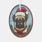 Mops Festgläser Weihnachten Ornament Aus Glas (Vorderseite links)