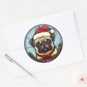 Mops Festgläser Weihnachten Runder Aufkleber (Umschlag)