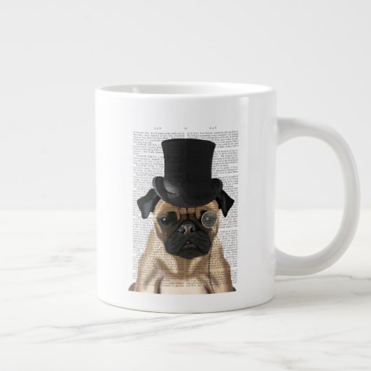 Mops, Festhund und Hut Jumbo-Tasse (Rechts)