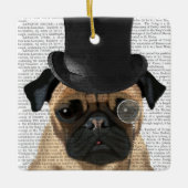 Mops, Festhund und Hut Keramikornament (Vorderseite)