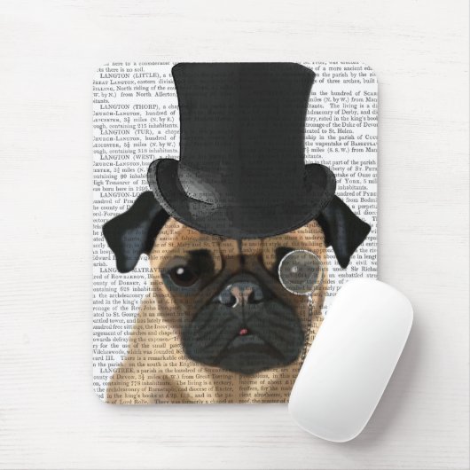 Mops, Festhund und Hut Mousepad (Mit Mouse)