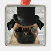 Mops, Festhund und Hut Ornament Aus Metall (Vorne)