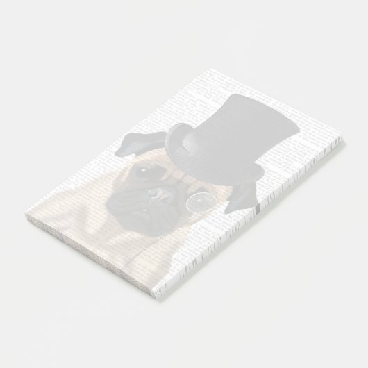 Mops, Festhund und Hut Post-it Klebezettel (angewinkelt)