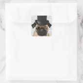 Mops, Festhund und Hut Quadratischer Aufkleber (Tasche)