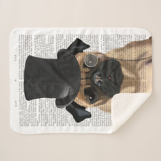 Mops, Festhund und Hut Sherpadecke (Vorderseite (Horizontal))