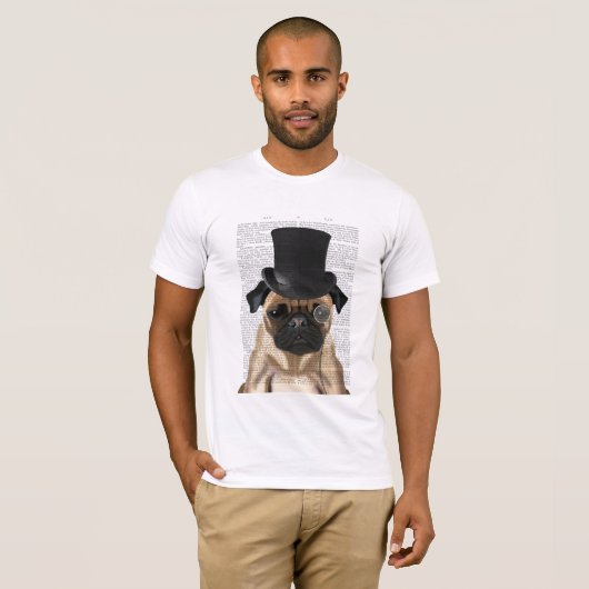 Mops, Festhund und Hut T-Shirt (Vorne ganz)