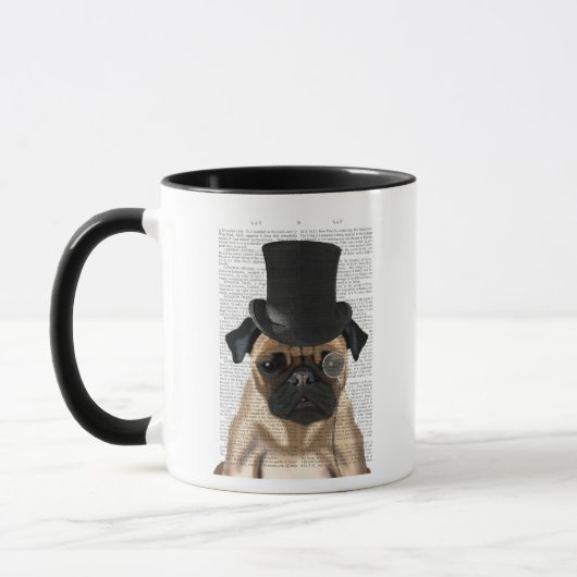 Mops, Festhund und Hut Tasse (Links)