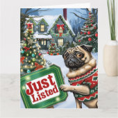 Mops Festlicher Spaß Realtor Weihnachten Karte (Vorderseite)