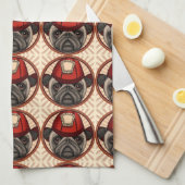 Mops Feuerwehrmann Geschirrtuch (Viertel Falte)