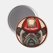 Mops Feuerwehrmann Magnet (Vorderseite/Rückseite)