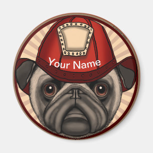 Mops Feuerwehrmann Magnet
