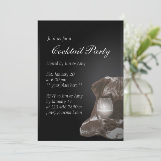 Mops & Fine Wine Cocktail Party Einladungen 05 (Stehend Vorderseite)
