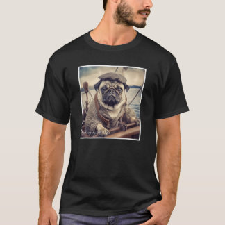 Mops Fischerei Niedliche Vintage Grafik T-Shirt
