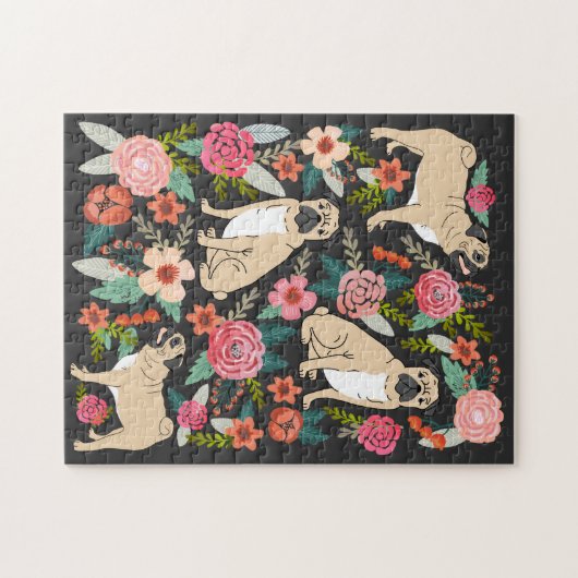 Mops Florals Puzzle (Horizontal)