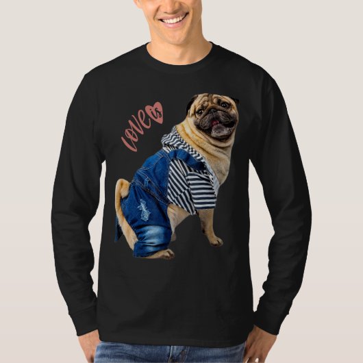 Mops Frauen Männer Mops Mama Vater Leben Liebe Hun T-Shirt (Vorderseite)
