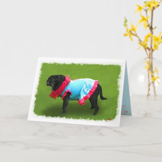 Mops Friendship Karte (Gelbe Blume)