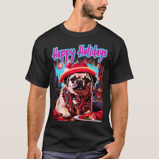 Mops FROHE WEIHNACHTEN 46 T-Shirt (Vorderseite)