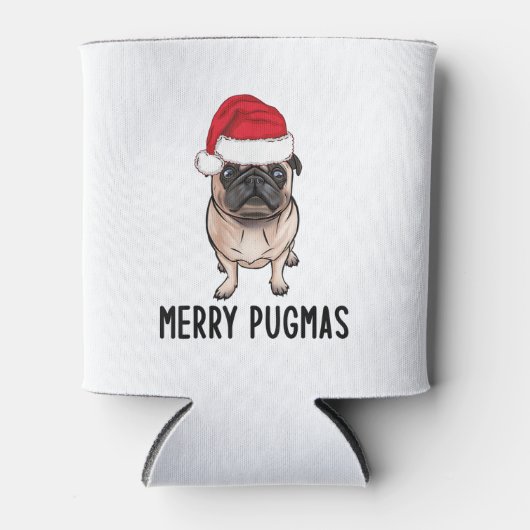 Mops Frohe Weihnachten Mops Merry Pugmas Dosenkühler (Vorderseite)