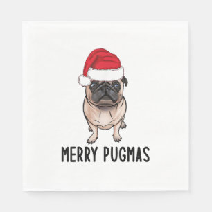 Mops Frohe Weihnachten Mops Merry Pugmas Serviette