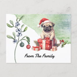 Mops Frohe Weihnachtswasserfarbe Postkarte
