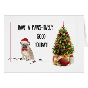 Mops Funny Christmas Dog mit Baum