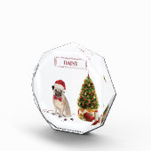 Mops Funny Christmas Dog mit Baum Fotoblock (Rechts)
