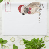 Mops Funny Christmas Dog mit Baum Geschirrtuch (Gefaltet)
