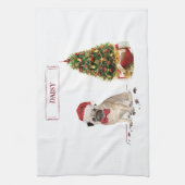 Mops Funny Christmas Dog mit Baum Geschirrtuch (Vertikal)