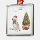 Mops Funny Christmas Dog mit Baum Ornament Aus Metall (Links)