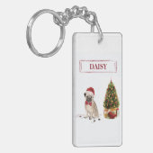 Mops Funny Christmas Dog mit Baum Schlüsselanhänger (Vorderseite links)