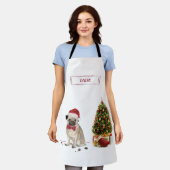 Mops Funny Christmas Dog mit Baum Schürze (Getragen)